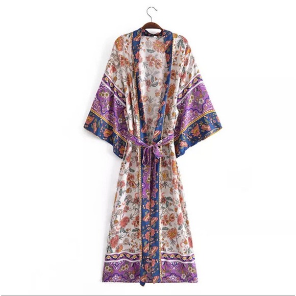 Bohemian Gypsy Inspired Kimono Robe | House Robe | Beach Robe - Picture 1 of 3